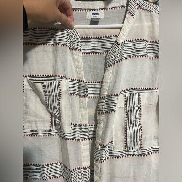 100% Cotton Old Navy White Boho Button Down Long Sleeve - Picture 7 of 9